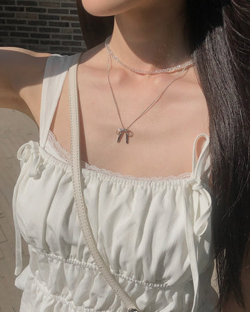 Enjou Ribbon Silver Necklace